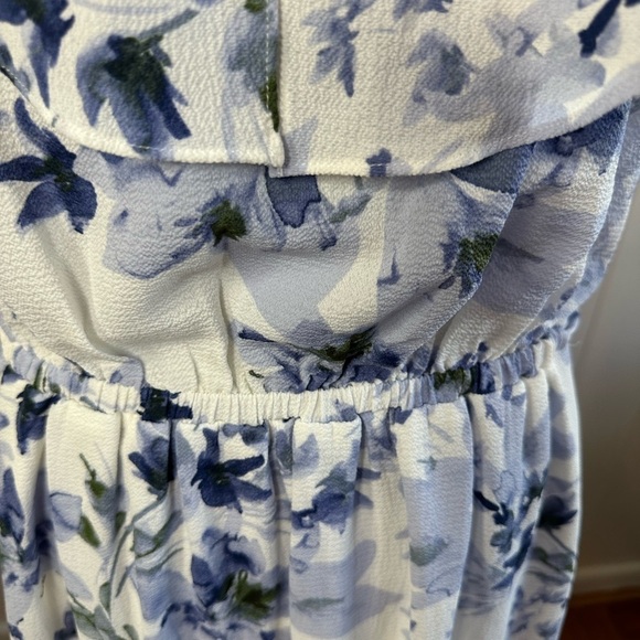 NWT A. Byer Hi Lo Off Shoulder Blue and White Floral Women’s Dress Size Large - Picture 13 of 16